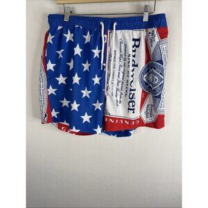 Shinesty Budweiser American Flag Swim Trunks Men’s L USA Stars Beer Shorts